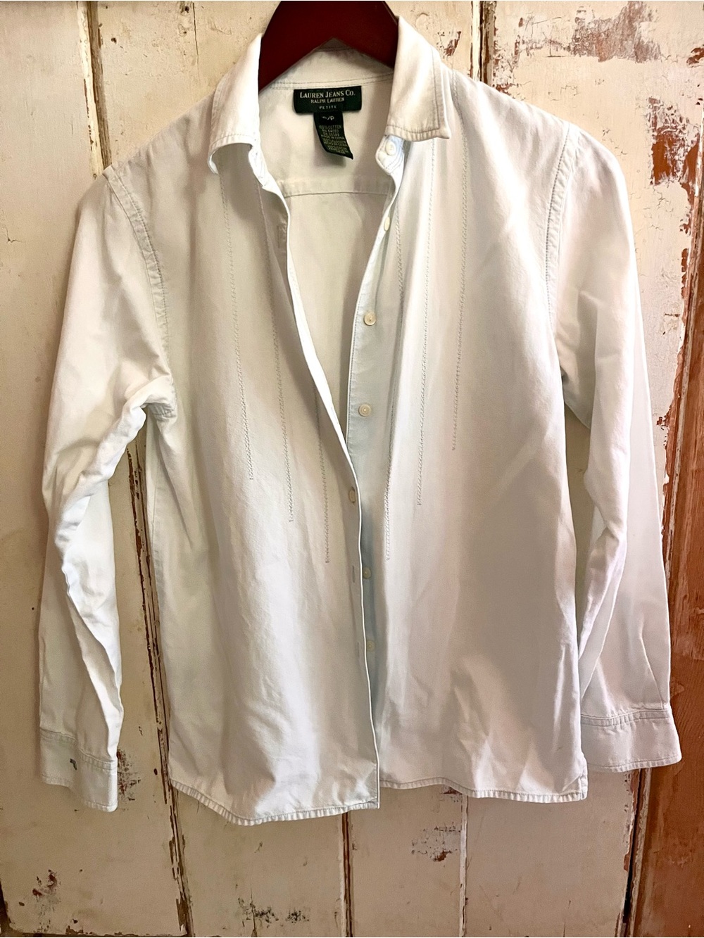 Ralph Lauren / Lauren Clothing Co. White-Blue Hue Lightweight Shirt Jacket VTG